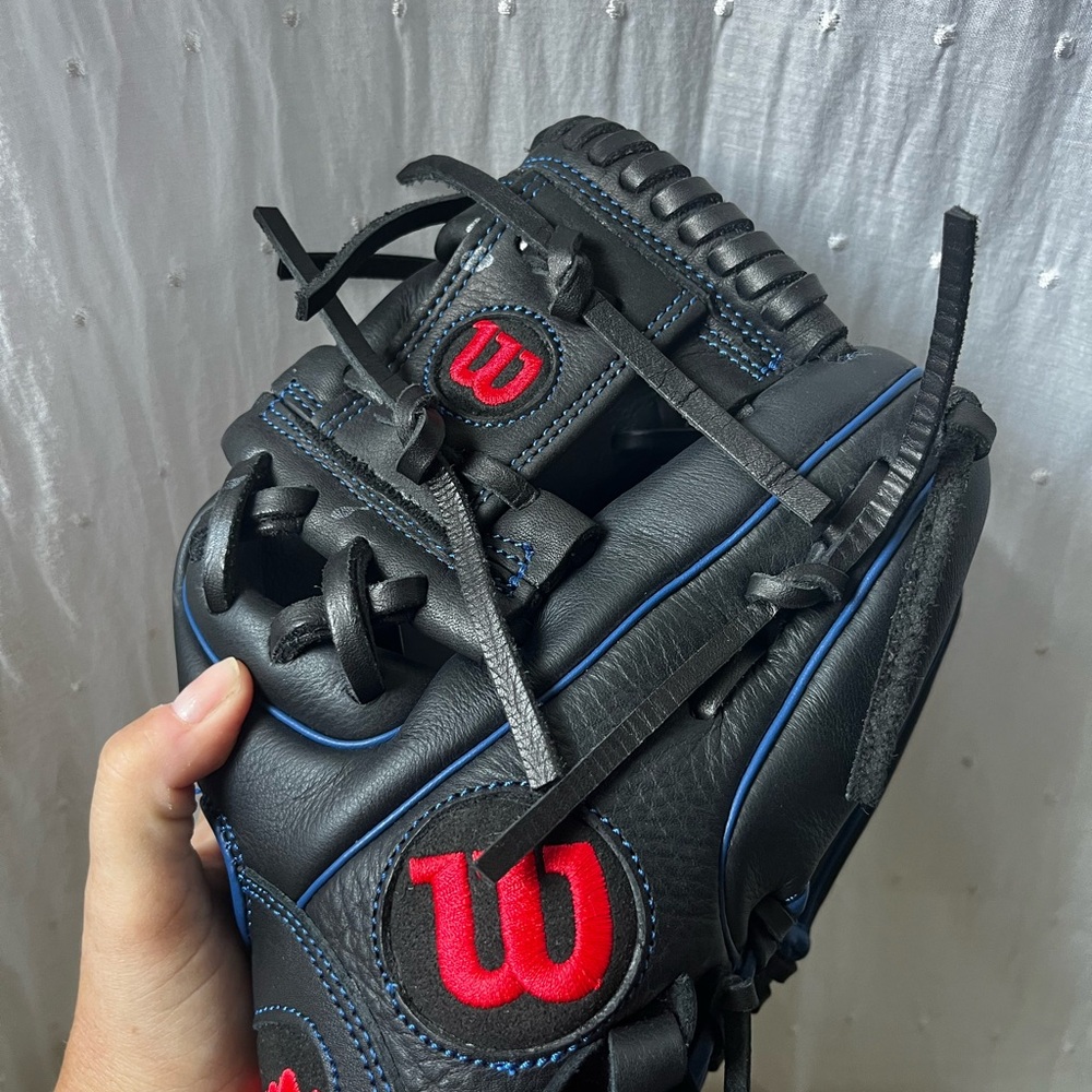 Wilson A700 Black Baseball Glove with Red Accents